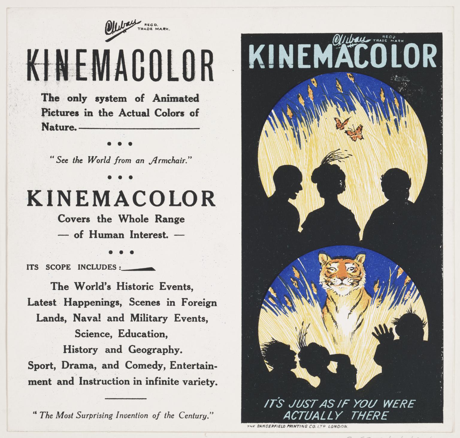 An advertisement for Kinemacolor by the Natural Color Kinematograph Company Ltd