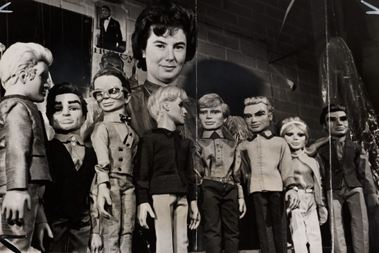 A photograph of the cast of television puppet series Thunderbirds taken at AP Film Studios in Slough, 1965, National Media Museum Collection 