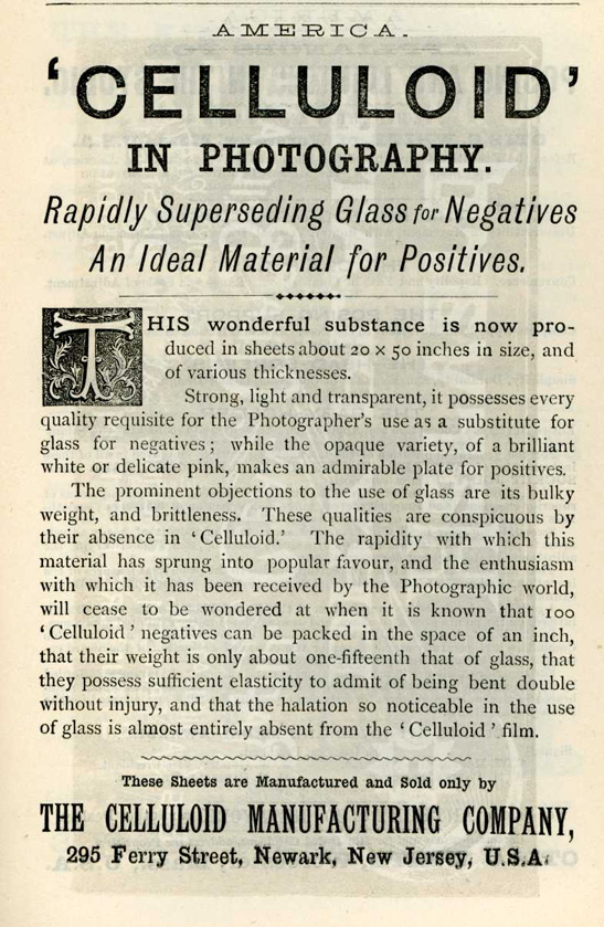 Advertisement for the Celluloid Manufacturing Company
