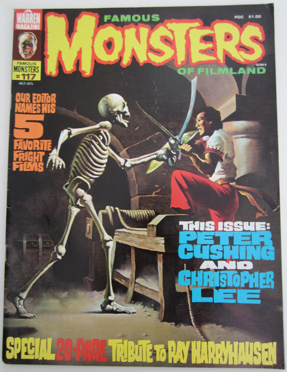 An issue of Famous Monsters of Filmland #117 with a 7th Voyage of Sinbad cover © The Ray and Diana Harryhausen Foundation