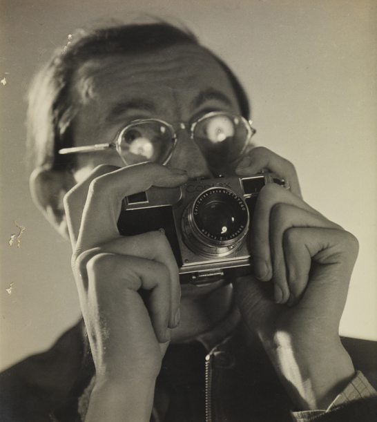 Portrait of Andor Kraszna-Krausz with a Contax camera, c.1939, National Media Museum Collection / SSPL