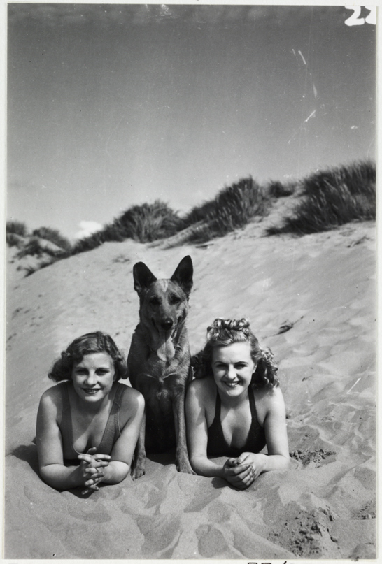 Two women and a dog on the beach, c.1940, National Media Museum Collection / SSPL