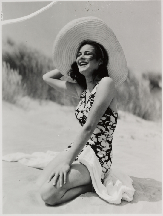 Woman on a beach in sunhat and swimsuit, c.1935, National Media Museum Collection / SSPL