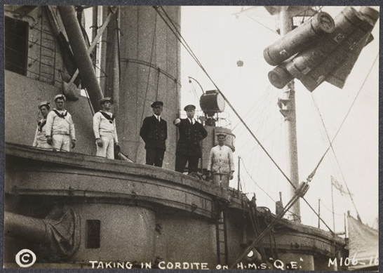 Taking in cordite on HMS Queen Elizabeth, c. 1915, unknown photographer © National Media Museum, Bradford / SSPL. Creative Commons BY-NC-SA