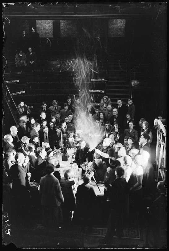 Synthetic snowstorm in a lecture at the Royal Institution, 3 January 1933, James Jarché © Daily Herald / National Media Museum, Bradford / SSPLThe Royal Institution's annual Christmas lecture series for young people was founded by Michael Faraday in 1826.