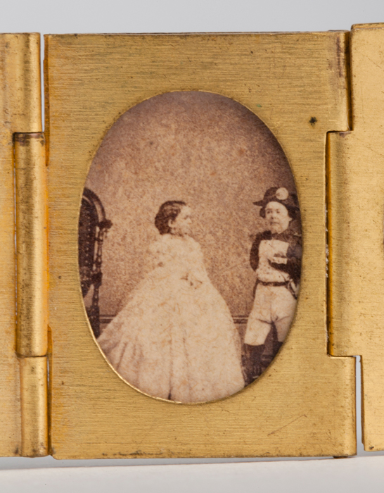 Portrait of Tom Thumb and Lavinia Warren from a gilt locket containing 12 albumen prints, c. 1864, The Royal Photographic Society Collection © National Media Museum, Bradford / SSPL. Creative Commons BY-NC-SA