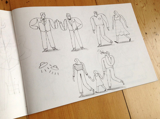 Character sketches for BIFF 2014 identity © David Doran