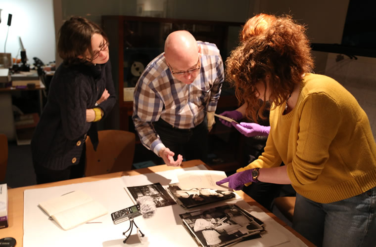 From left to right: Fiona, Paul Goodman, Gemma Angel and Niamh O’Donnell in Insight: Collections and Research Centre, National Media Museum, Bradford