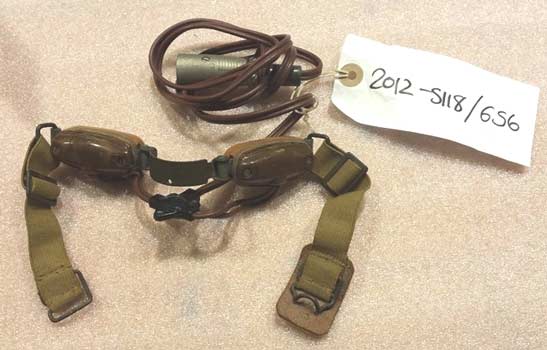 RAF throat microphone No. 2, Mark II, ZA 19734. (Ex-War Department). Used by WW2 pilots for communications. ZA reference means it was for army use. (BBC Collection)