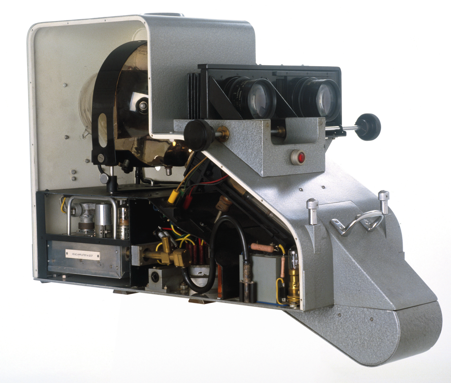 Cut-away display model of an EMI Emitron camera head