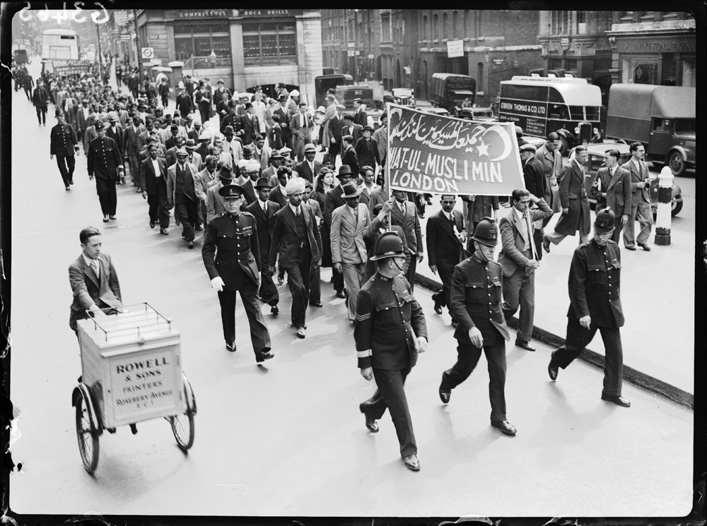 Muslims marching through London, 18 August 1938. Harold Tomlin / Daily Herald Archive / National Science and Media Museum Collection / SSPL