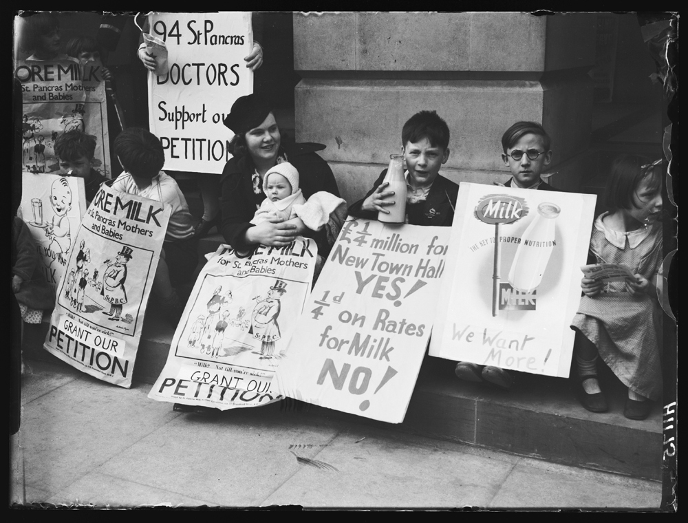 Mothers and children on a milk demonstration, 15 May 1939. George W. Roper / Daily Herald Archive / National Science and Media Museum Collection / SSPL