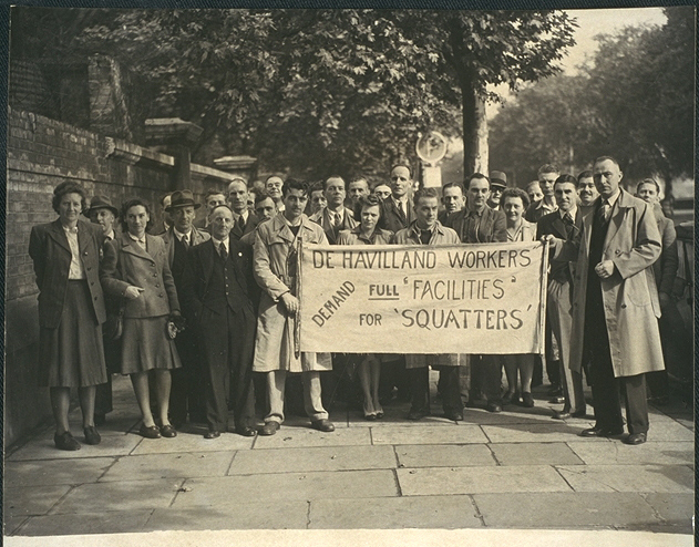 Aircraft workers demonstrate their support for London squatters, 17 September 1946. Daily Herald Archive / National Science and Media Museum Collection / SSPL
