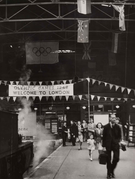 Fenchurch Street Station, London, decorated for the 1948 Olympics