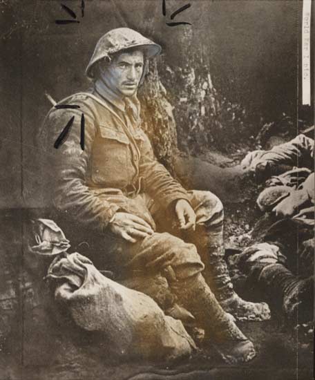 Picture of Private Joseph Bailey at the Somme, just hours before he was killed.