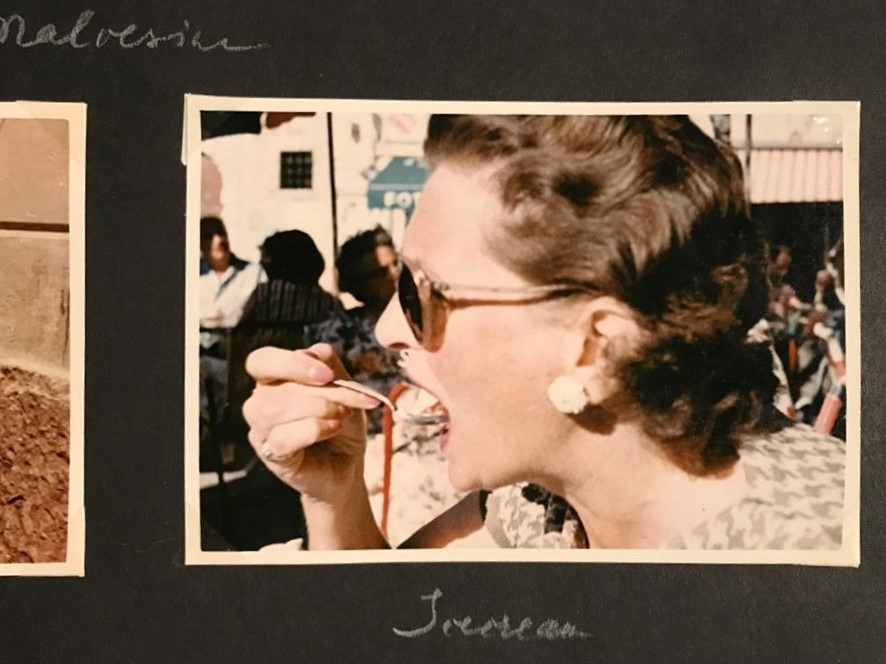 Image of a woman eating ice cream