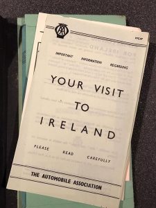 Image of a leaflet called Your Visit to Ireland on top of a green folder