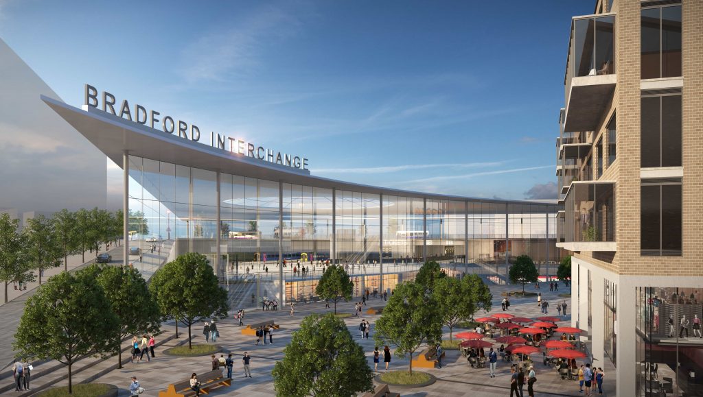 CGI artist's impression of the updated Bradford Interchange station for Next Stop Bradford