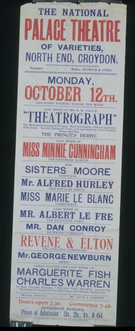 Poster advertising R.W. Paul's Theatrograph and the Prince's Derby