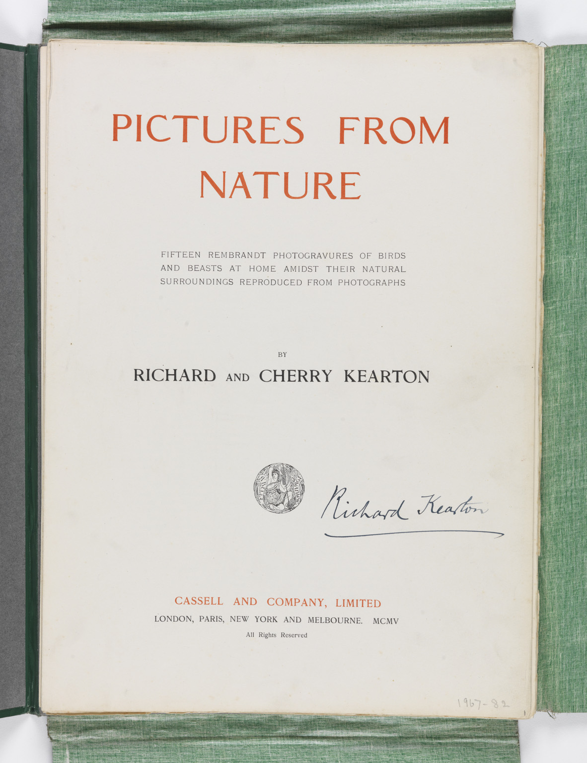 Book, ‘Pictures from Nature' by Richard and Cherry Kearton, (1900-1920)