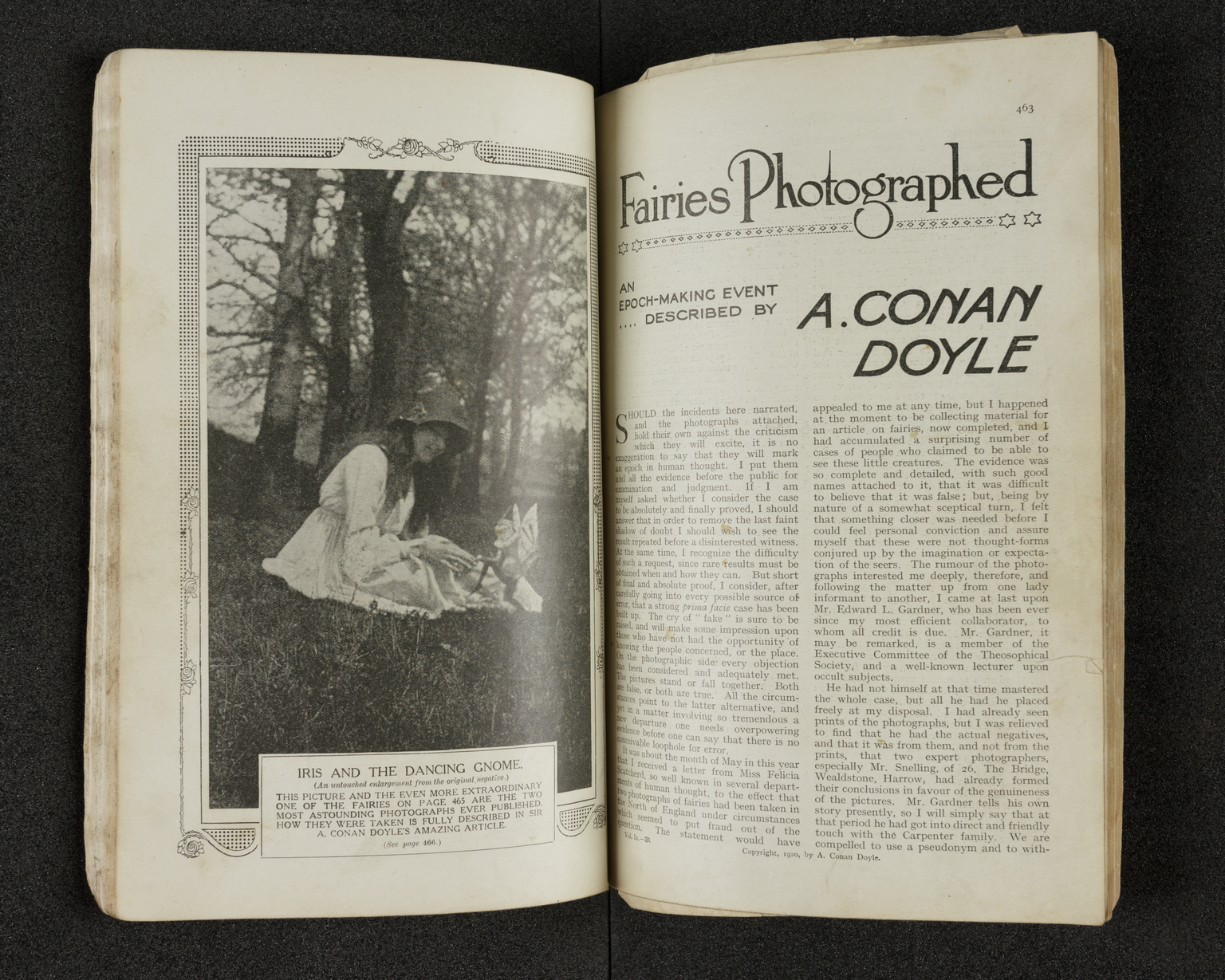 Article about Cottingley Fairies by Arthur Conan Doyle in the Strand magazine