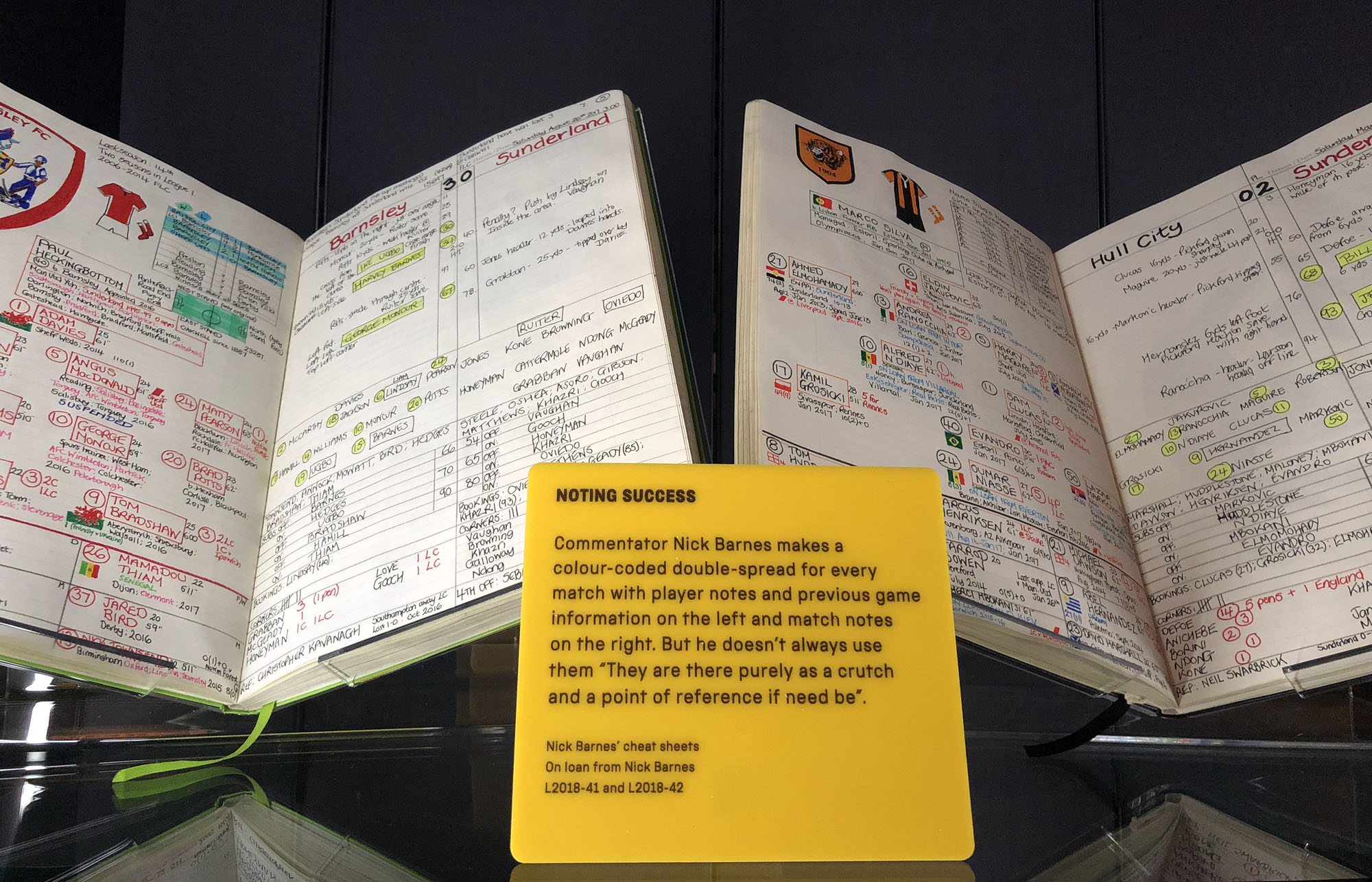 Annotated notebooks belonging to sports commentator Nick Barnes
