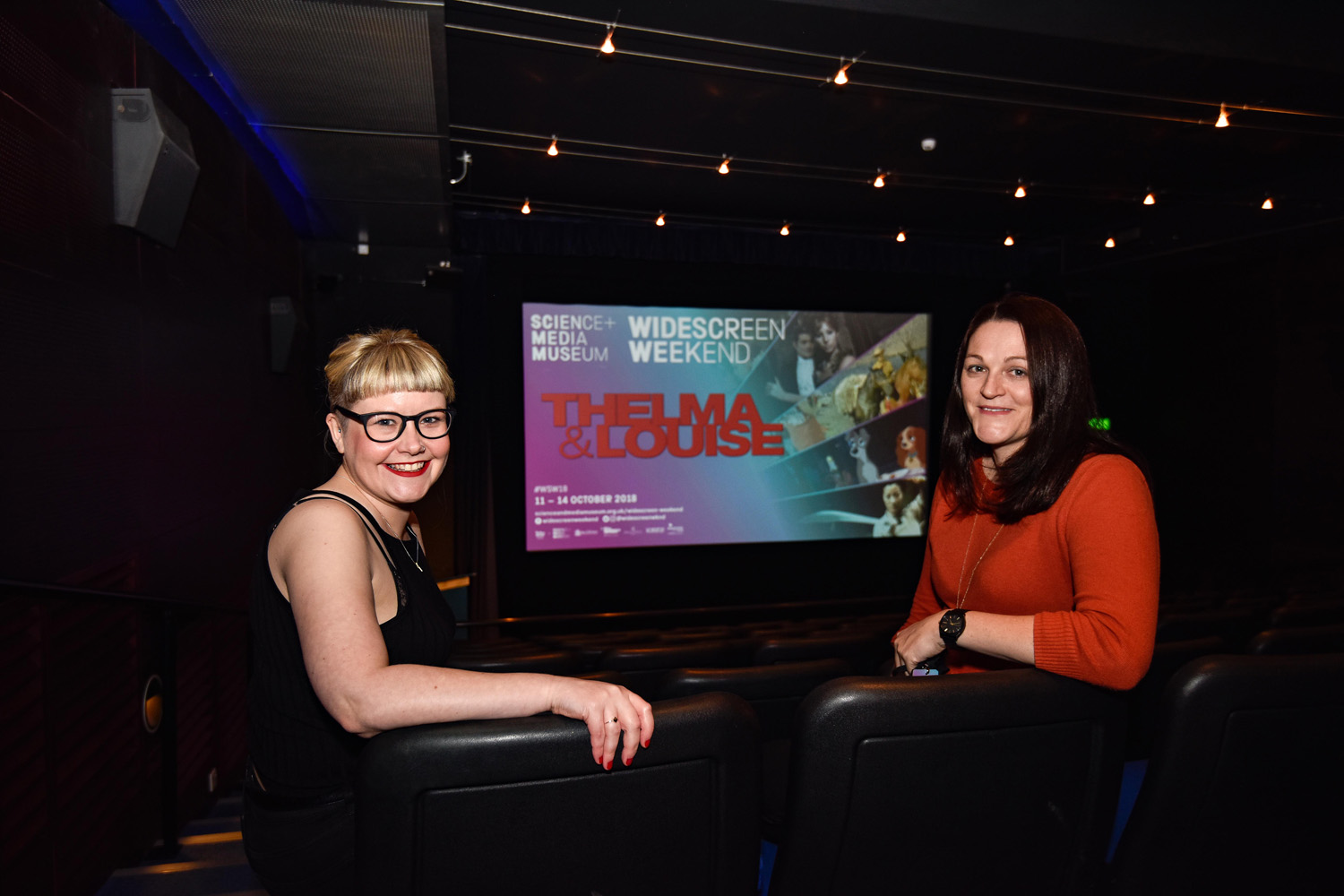 Melanie Iredale and Annabel Grundy in Cubby Broccoli Cinema before their introduction to Thelma & Louise