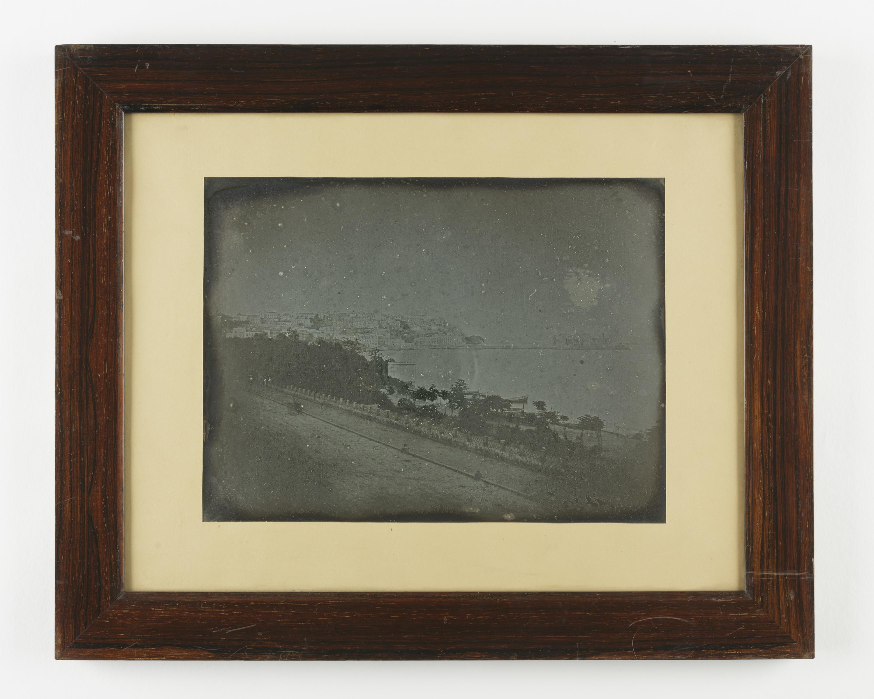 Daguerreptype, entitled "Naples, View from the second floor, South Window of Riveria di Chiaja No 57, looking East", taken by Alexander John Ellis on 25th May 1841