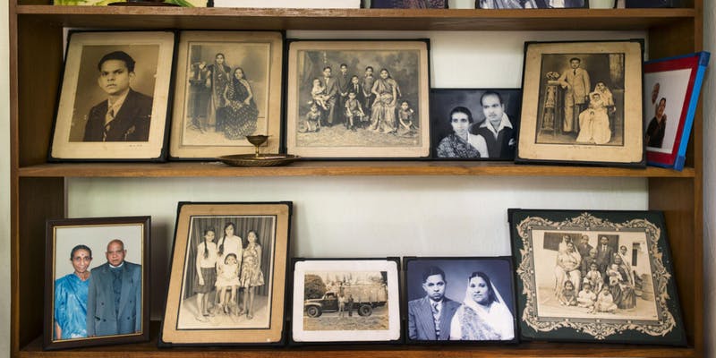 A selection of family photographs on display