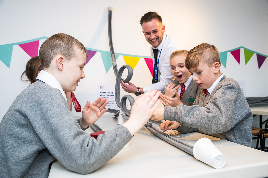 Pupils have a go at making rollercoasters (and learn about forces)