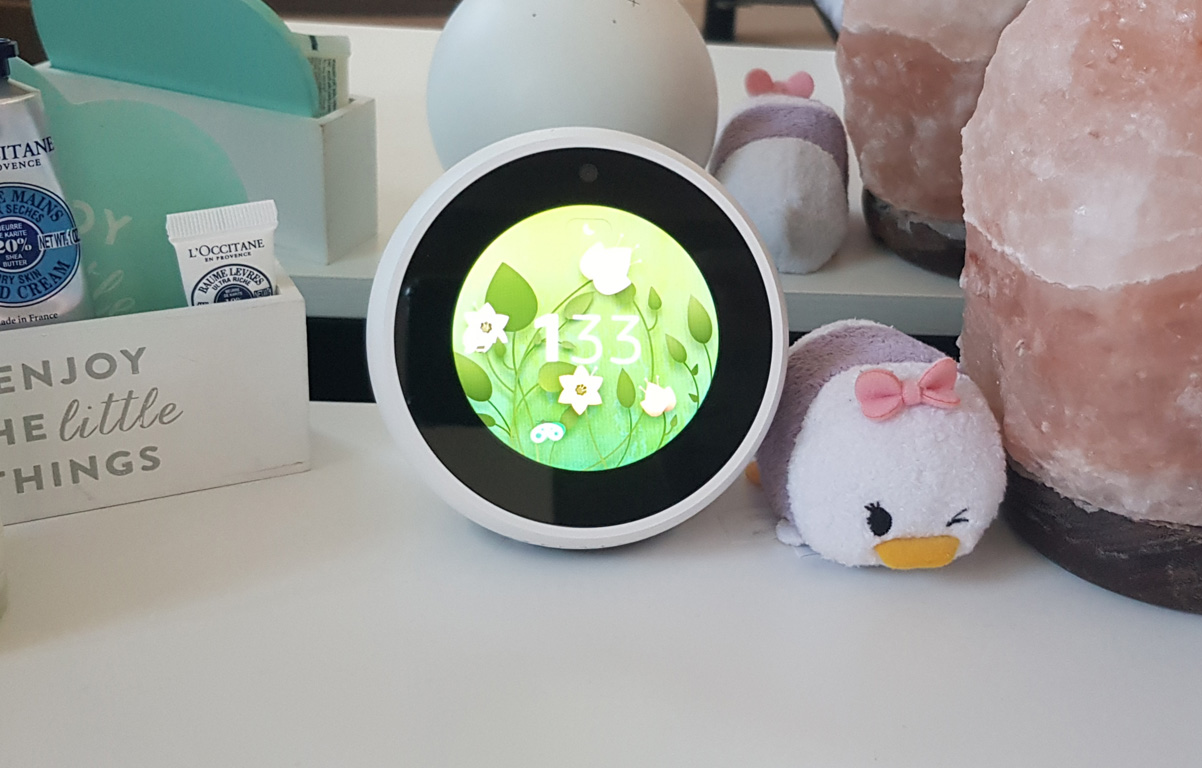 Echo Dot displayed on a desk
