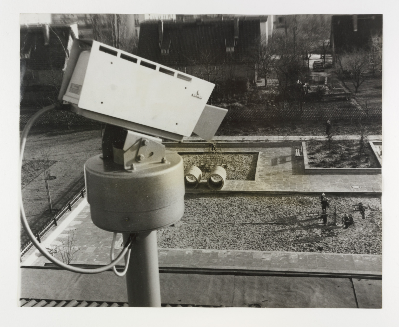 CCTV watches over children in a Berlin playground, 1964