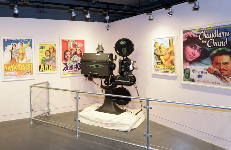 Bollywood film posters on display as part of the Above the Noise exhibtion