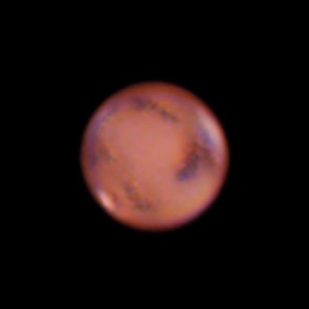 An image of Mars in the night sky