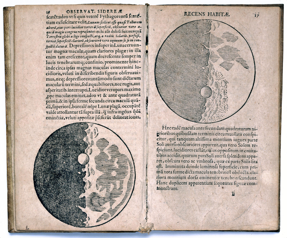 Pages from ‘Sidereus, nuncius magna’ (‘The Starry Messenger’) by Galileo Galilei, 1610