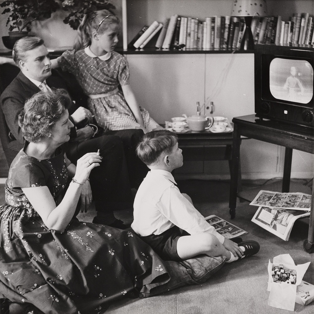 Family watching television, 1957