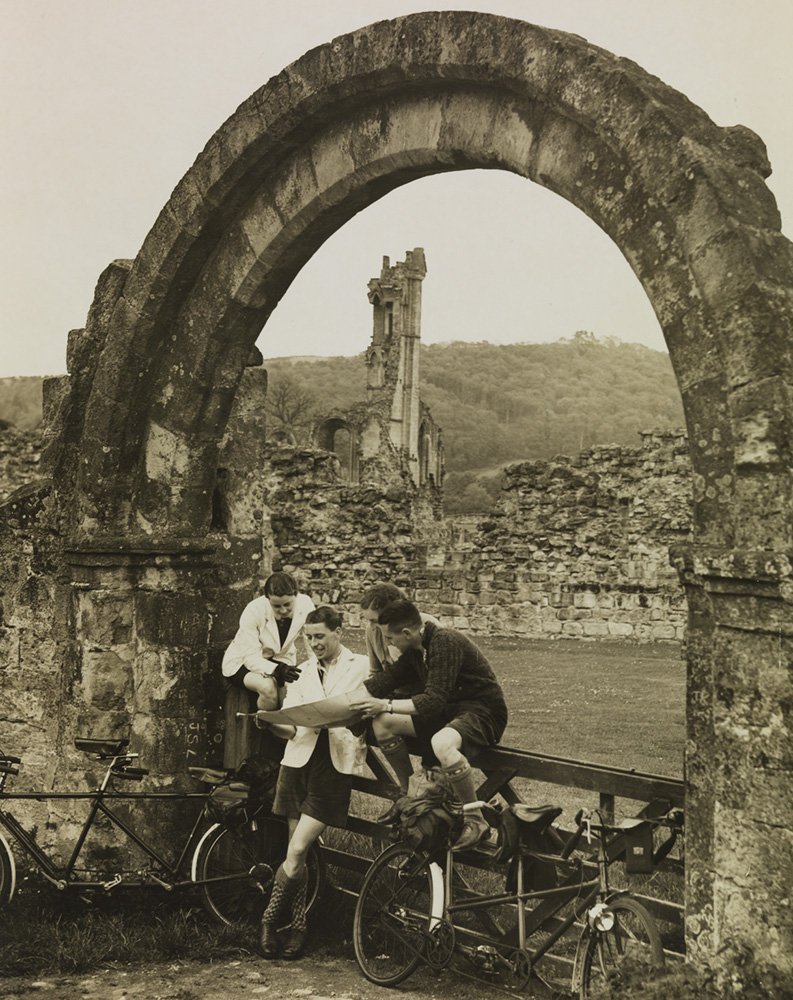 Tandem cyclists at Byland Abbey