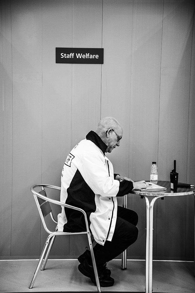 A worker at NHS Nightingale North West takes a break
