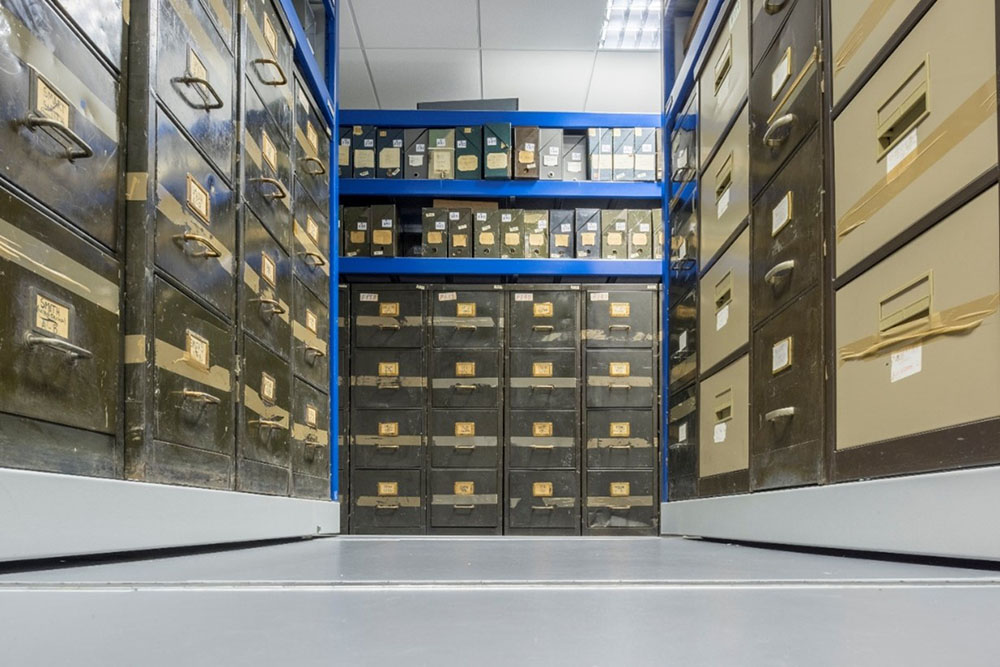 Cabinets holding the Daily Herald Archive