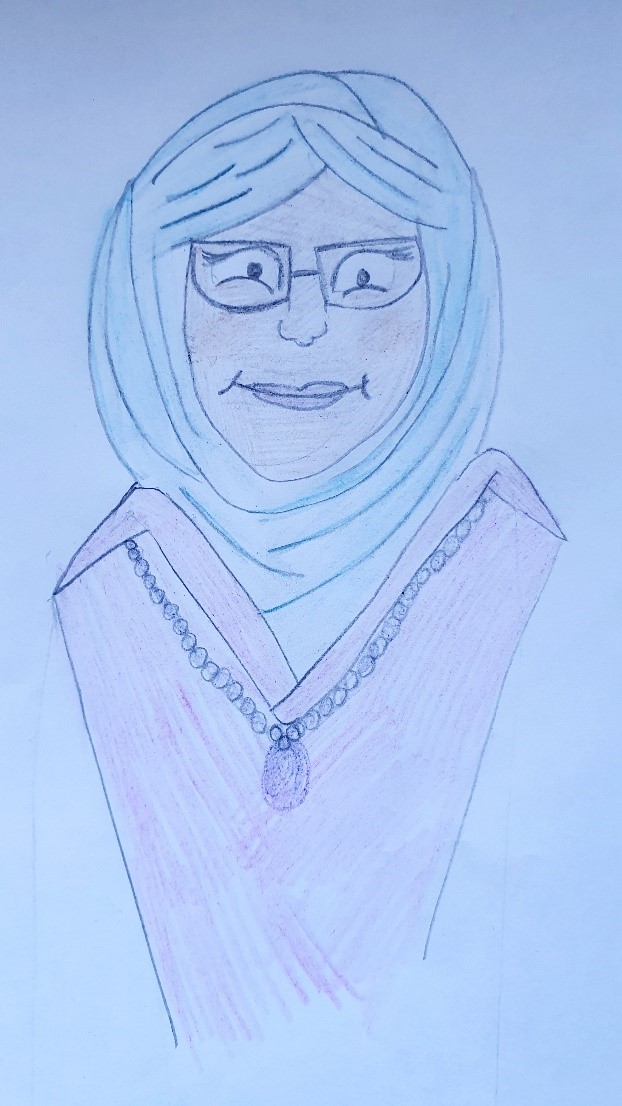 Drawing of Onjali Q. Rauf 