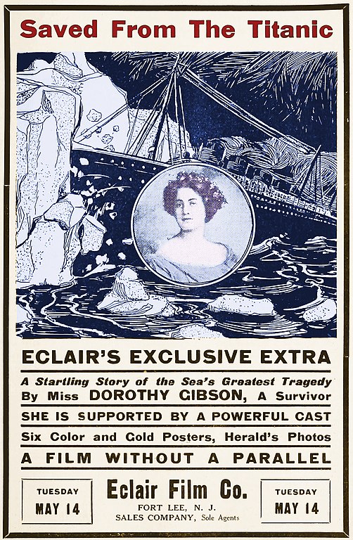 Advertisement for the 1912 film Saved from the Titanic.