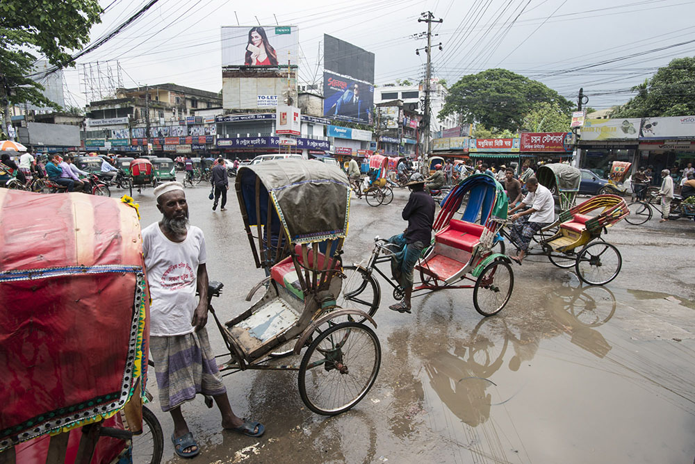 A busy road junction in Sylhet City