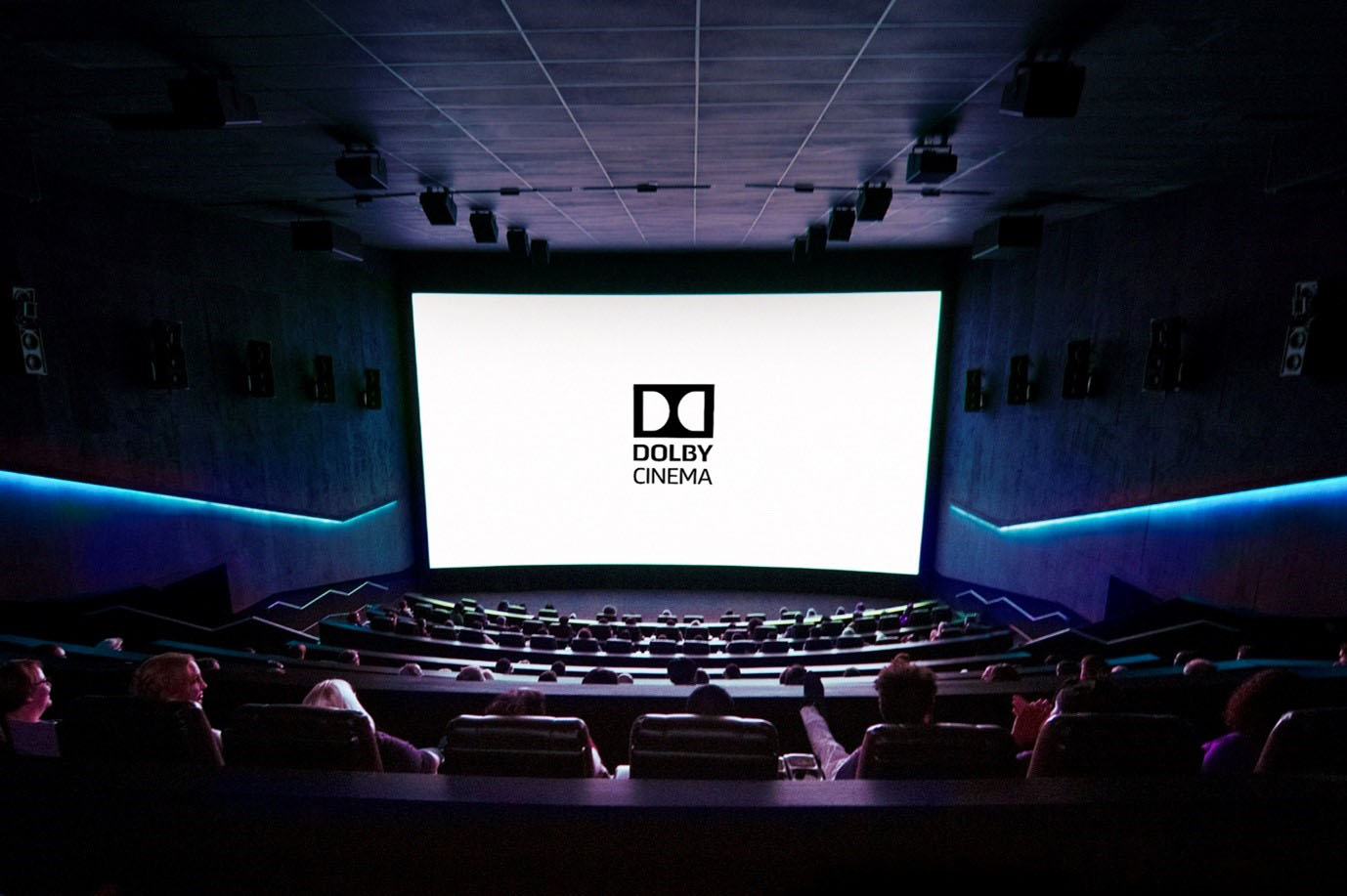 Dolby logo on a cinema screen