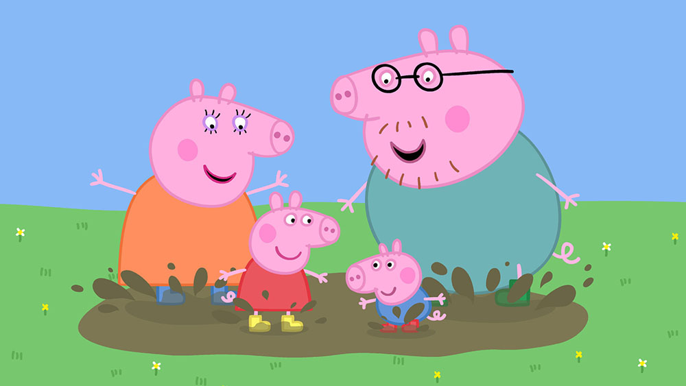 Animated characters from the cartoon Peppa Pig
