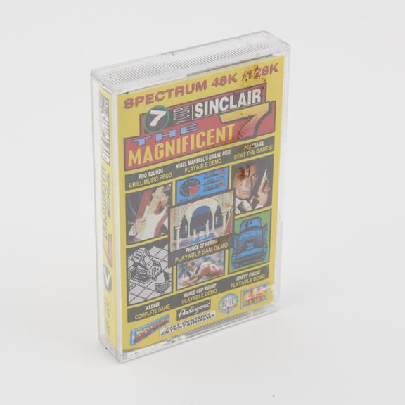 Plastic 'Magnificent 7' cassette tape case with colourful cover
