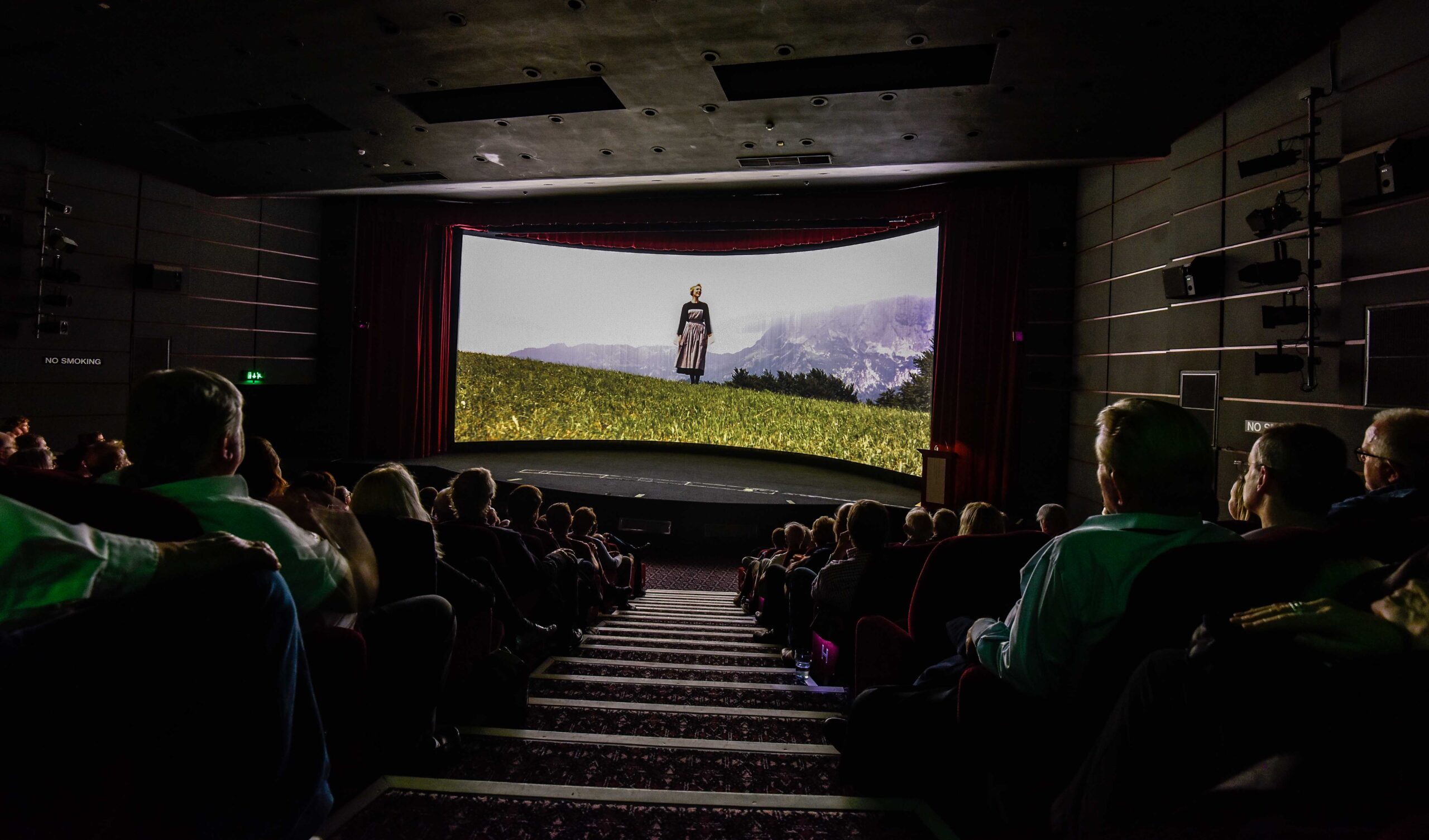 A film showing on our curved screen to a full auditorium