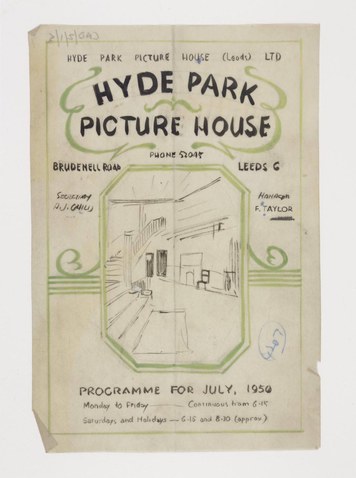 Sketch for the cover of Hyde Park Picturehouse programme