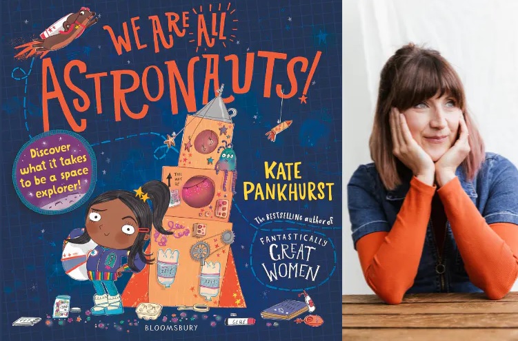 Author Kate Pankurst alongside a copy of her book, We Are All Astronauts