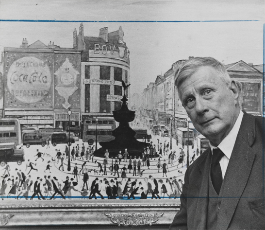 L. S. Lowry with his painting 'Piccadilly Circus', 11 October 1961, D. Eatwell, Daily Herald Archive, National Media Museum Collection / SSPL