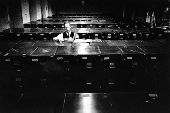 Brian in the Daily Herald Collection at Black Dyke Mill, 1997 © John Angerson